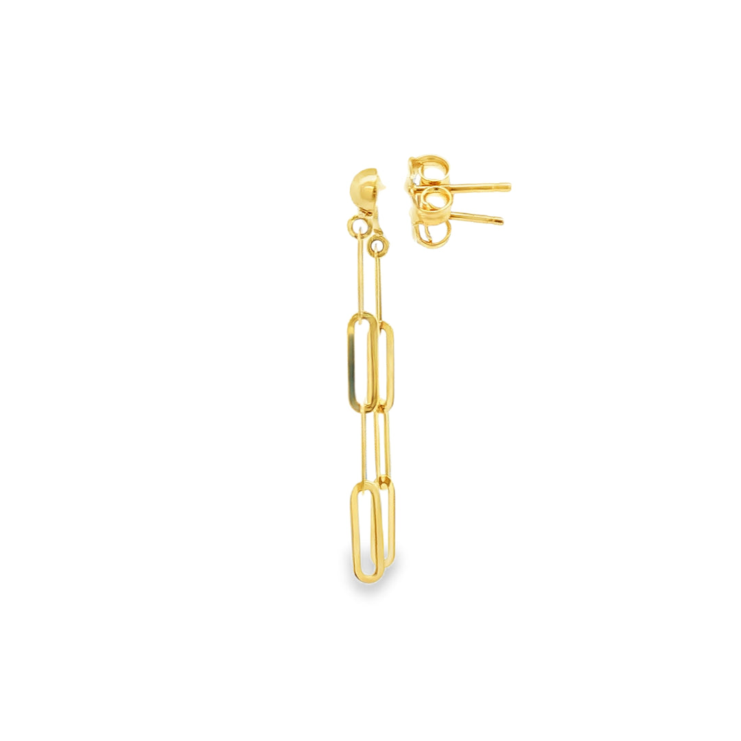 Delicate Yellow Gold Chain Dangle Earrings