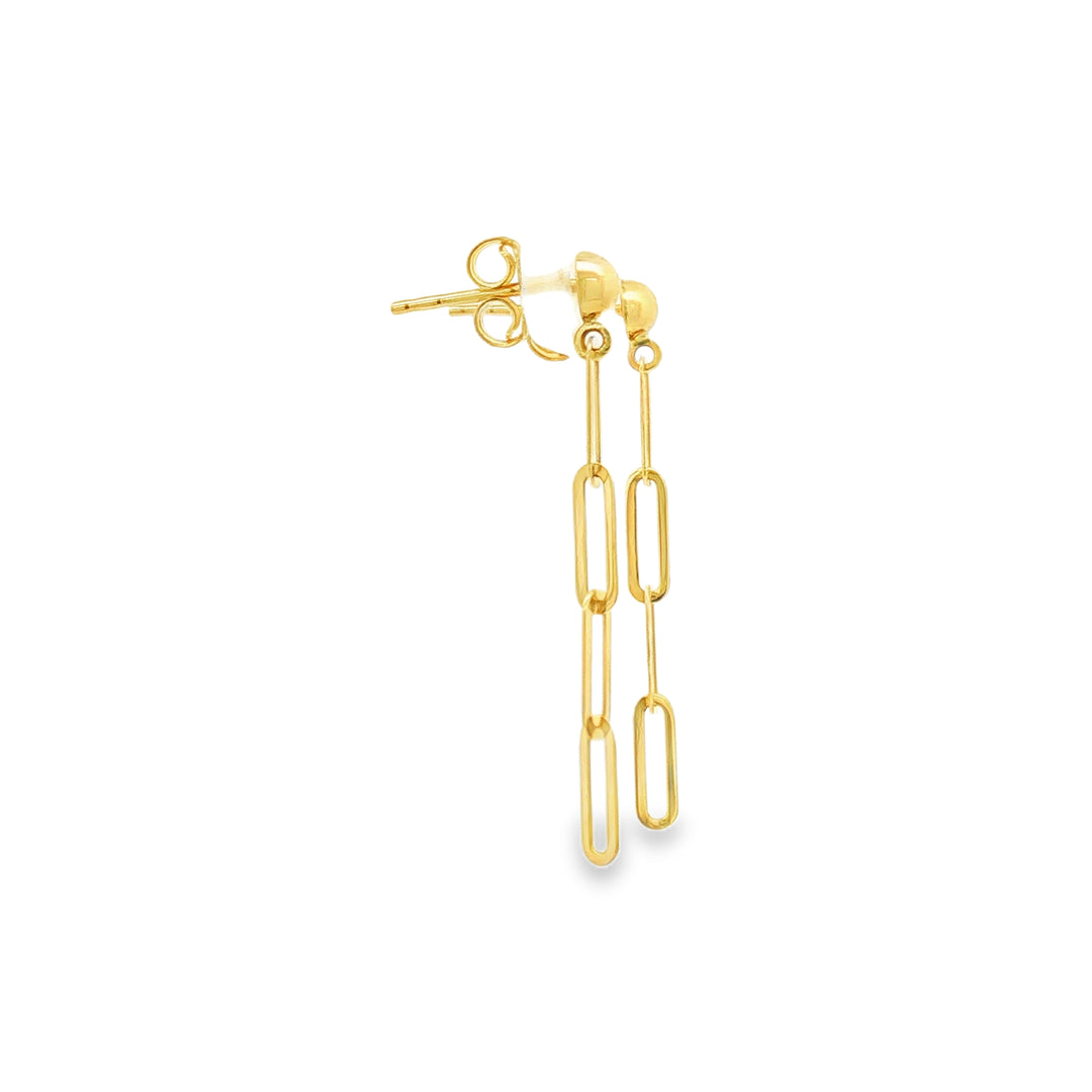 Delicate Yellow Gold Chain Dangle Earrings