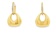 Yellow Gold Dangle Earrings with Round Cut CZ