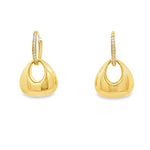 Load image into Gallery viewer, Yellow Gold Dangle Earrings with Round Cut CZ