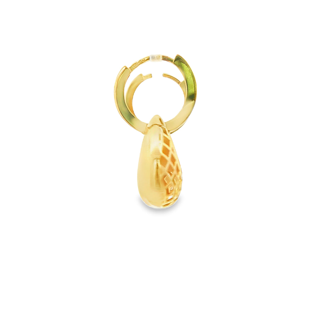 Yellow Gold Dangle Earrings with Round Cut CZ
