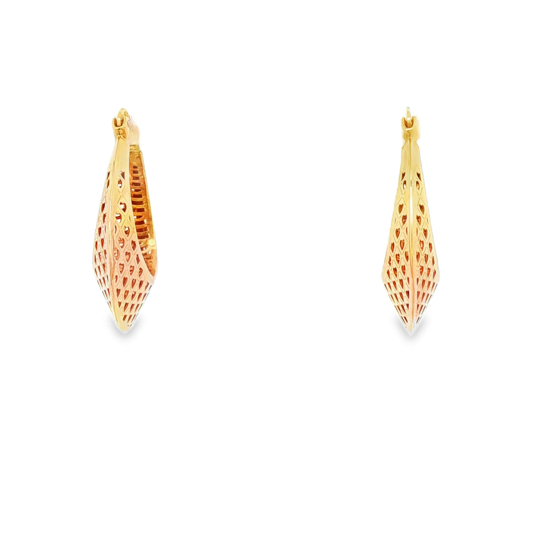 Delicate Yellow Gold Openwork Hoop Earrings