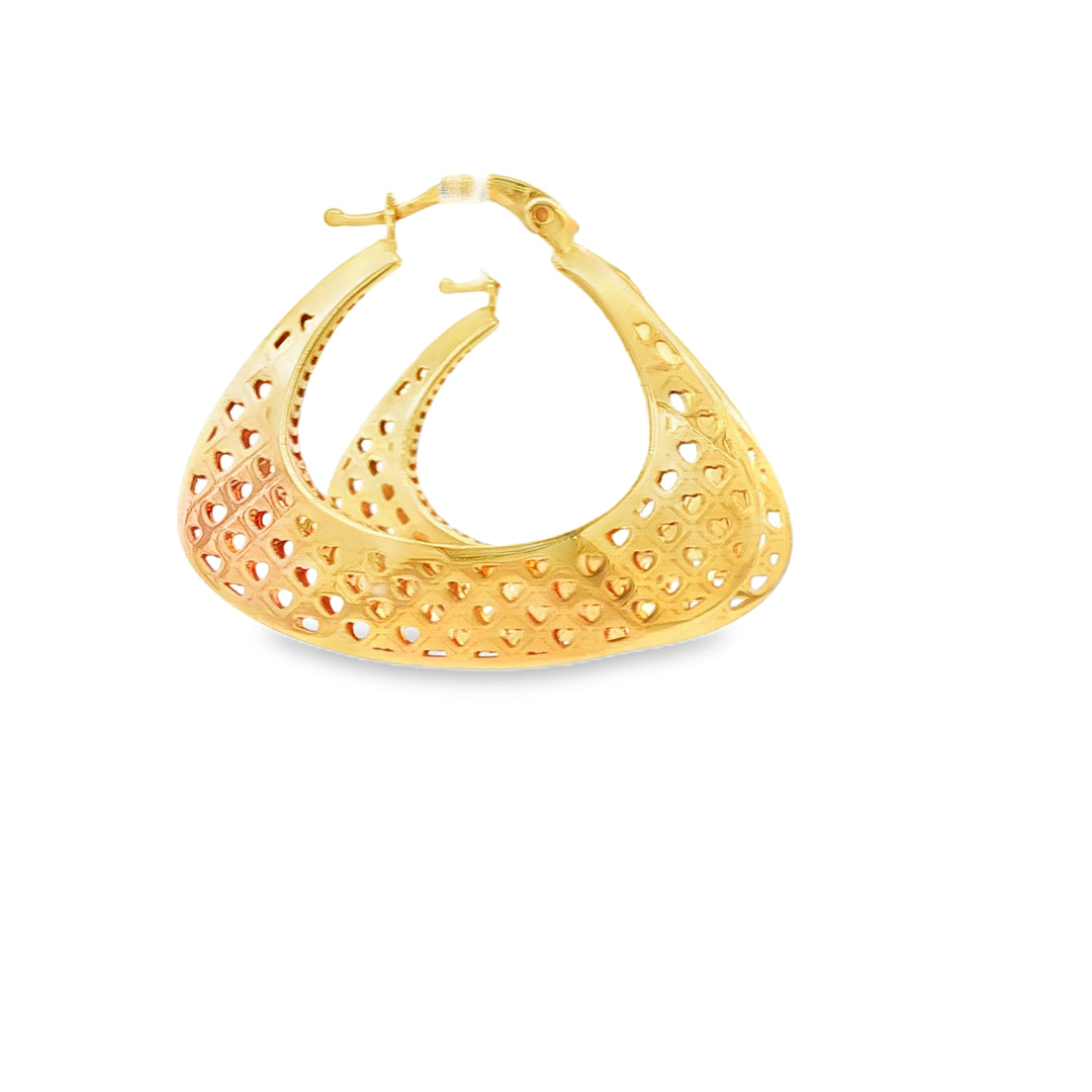 Delicate Yellow Gold Openwork Hoop Earrings