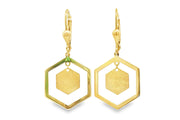 Yellow Gold Hexagon Dangle Earrings