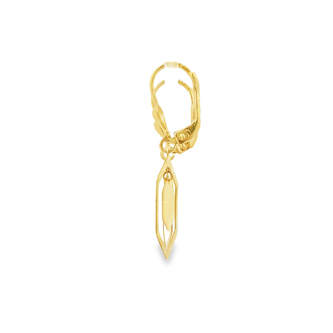 Yellow Gold Hexagon Dangle Earrings
