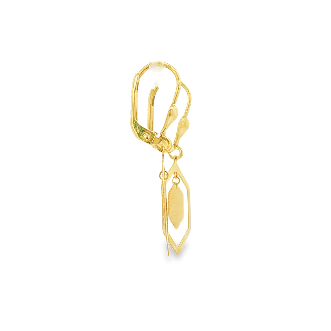 Yellow Gold Hexagon Dangle Earrings