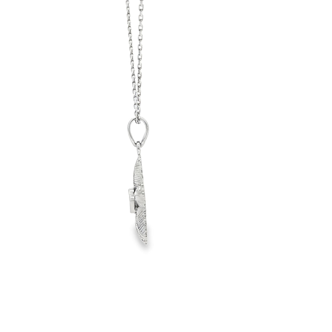 White Gold Starfish Charm Necklace with Round Cut CZ