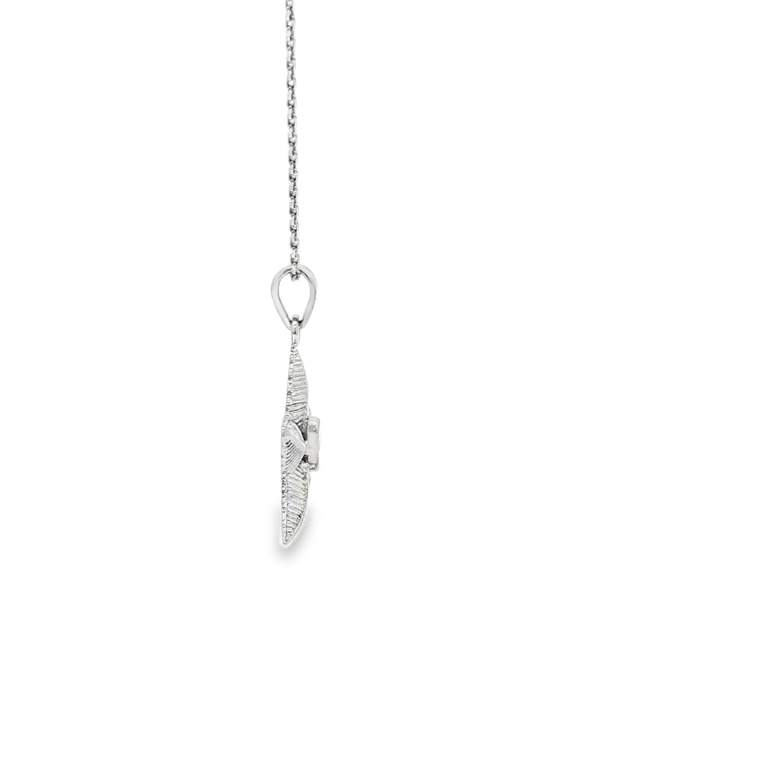 White Gold Starfish Charm Necklace with Round Cut CZ