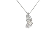 Elegant White Gold CZ Ribbon Necklace