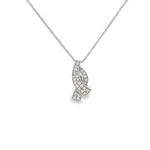 Load image into Gallery viewer, Elegant White Gold CZ Ribbon Necklace