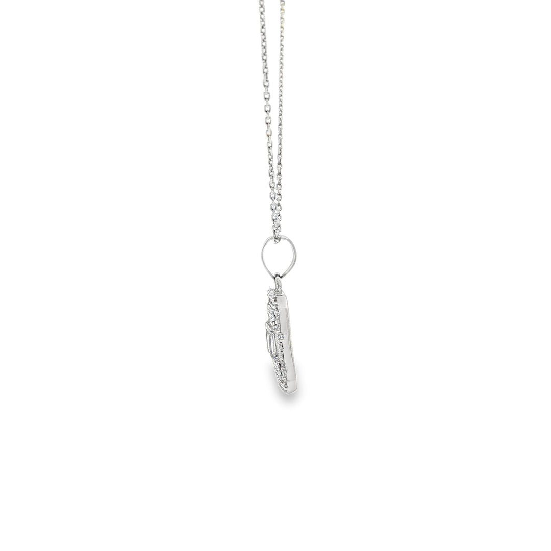 Baguette CZ Necklace in White Gold