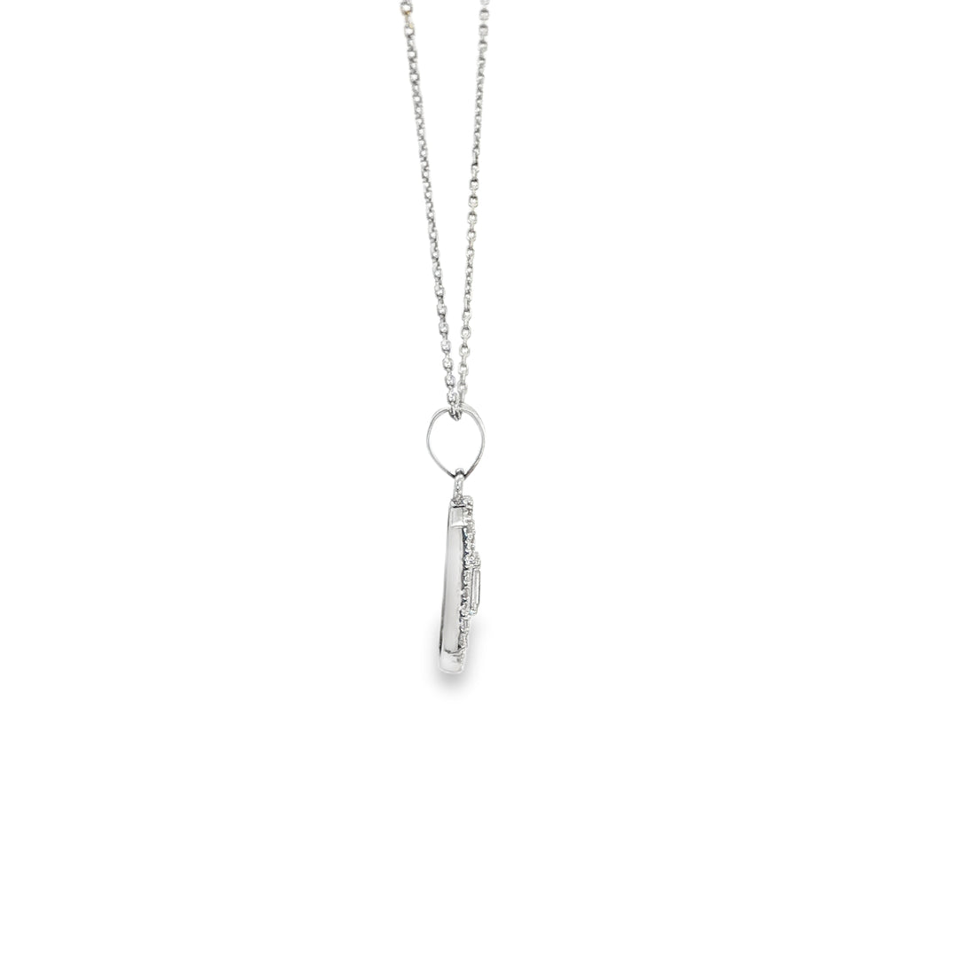 Baguette CZ Necklace in White Gold
