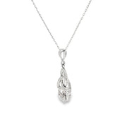 White Gold Celtic Knot and Claddagh Charm Necklace