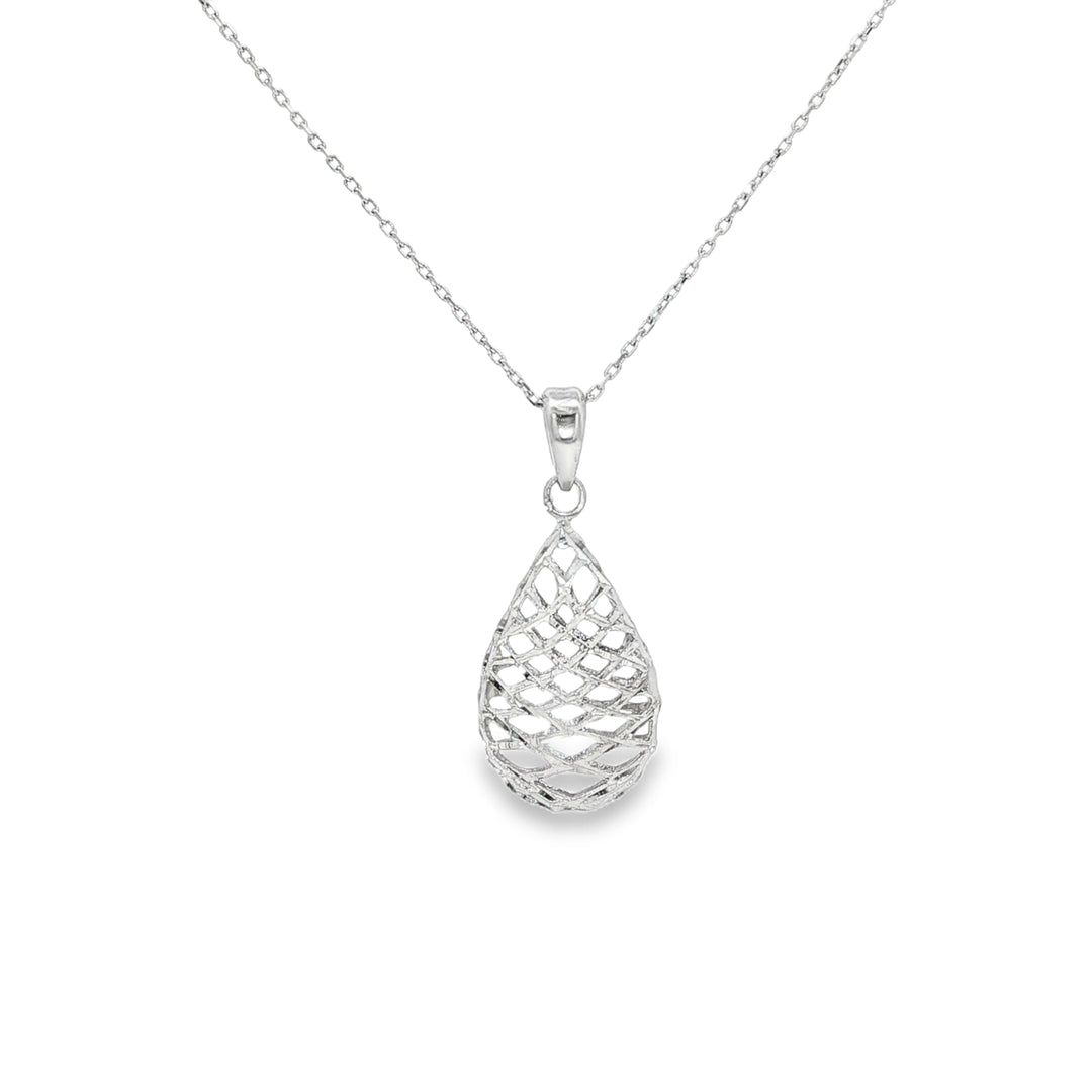 White Gold Teardrop Pendant Necklace in White Gold