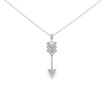 Load image into Gallery viewer, White Gold CZ Arrow Charm Necklace