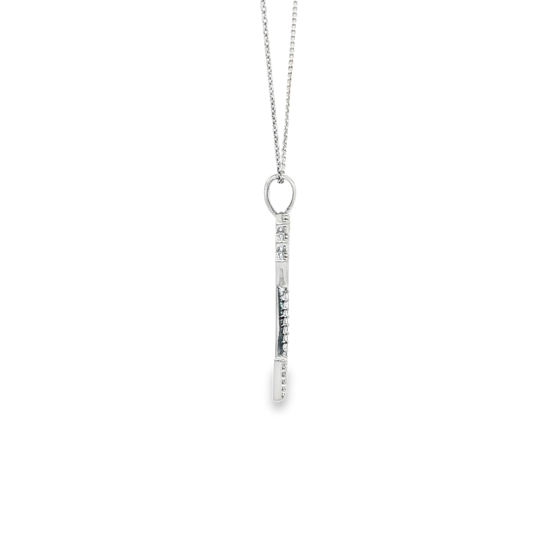 White Gold CZ Arrow Charm Necklace