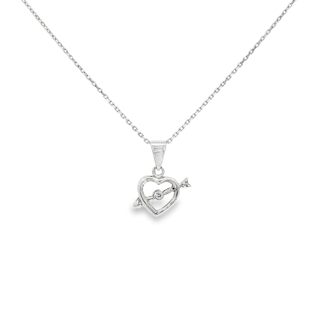 White Gold Charm Necklace with Round Cut CZ