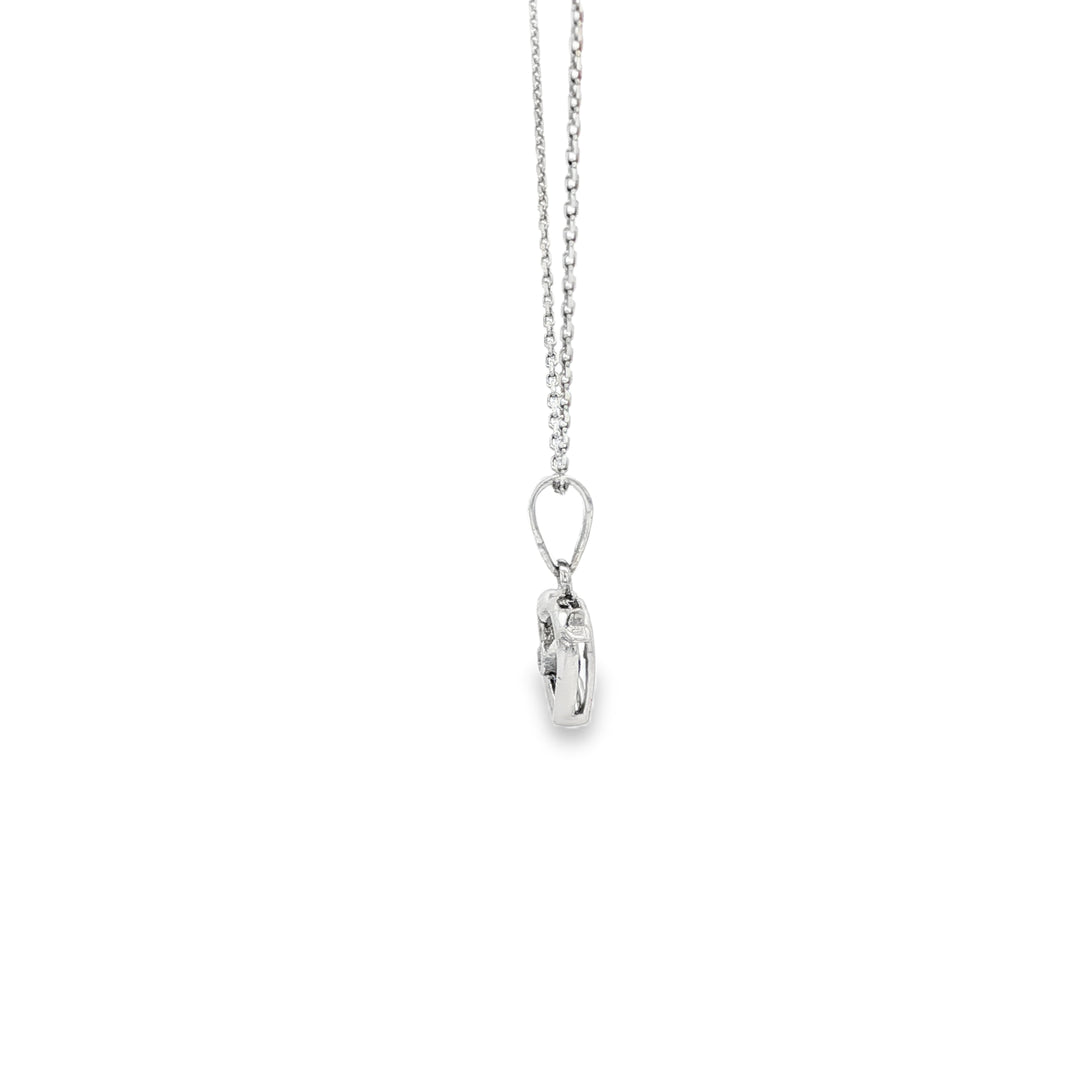 White Gold Charm Necklace with Round Cut CZ