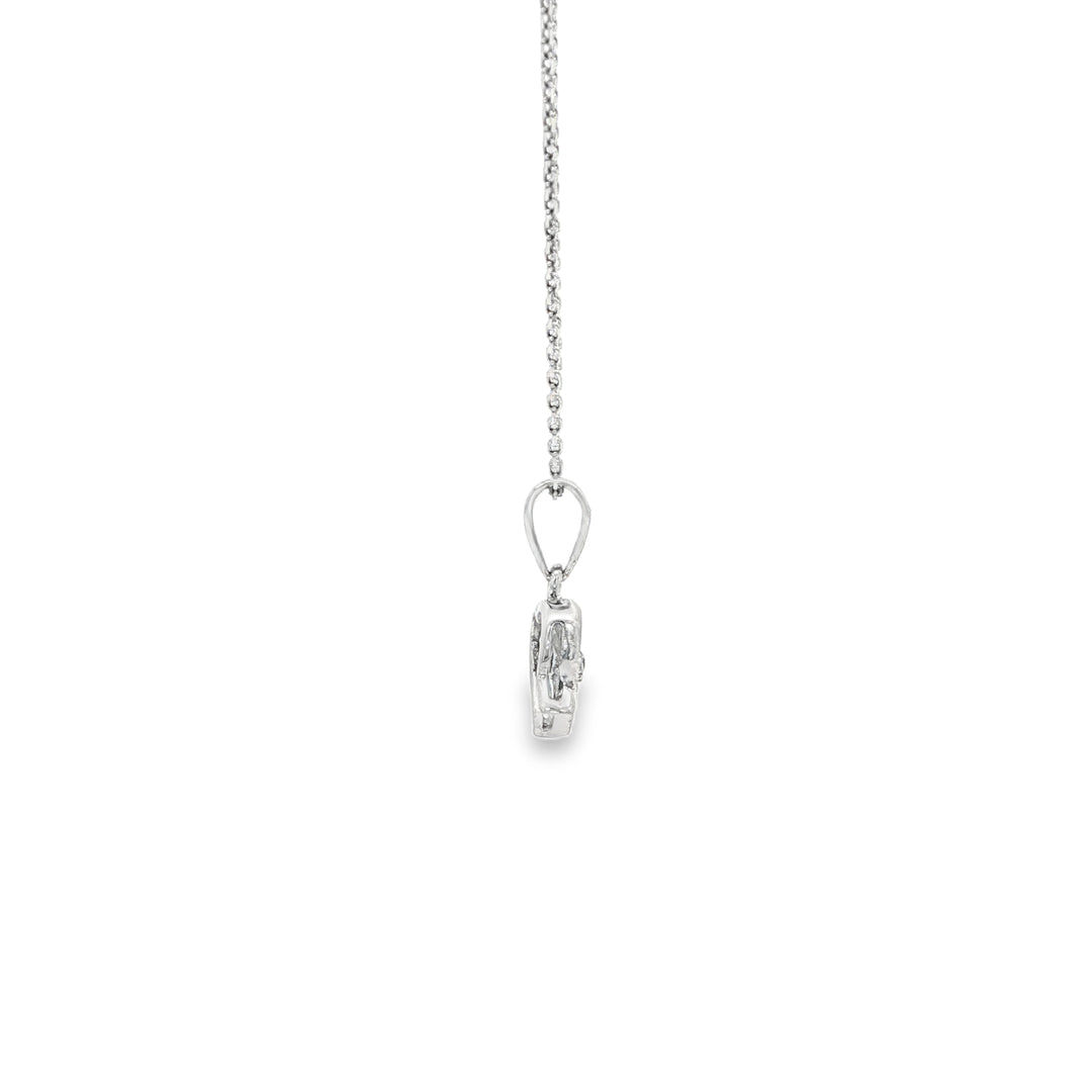 White Gold Charm Necklace with Round Cut CZ