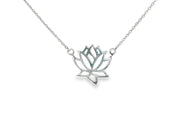 White Gold Lotus Pendant Necklace
