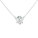 Load image into Gallery viewer, White Gold Lotus Pendant Necklace