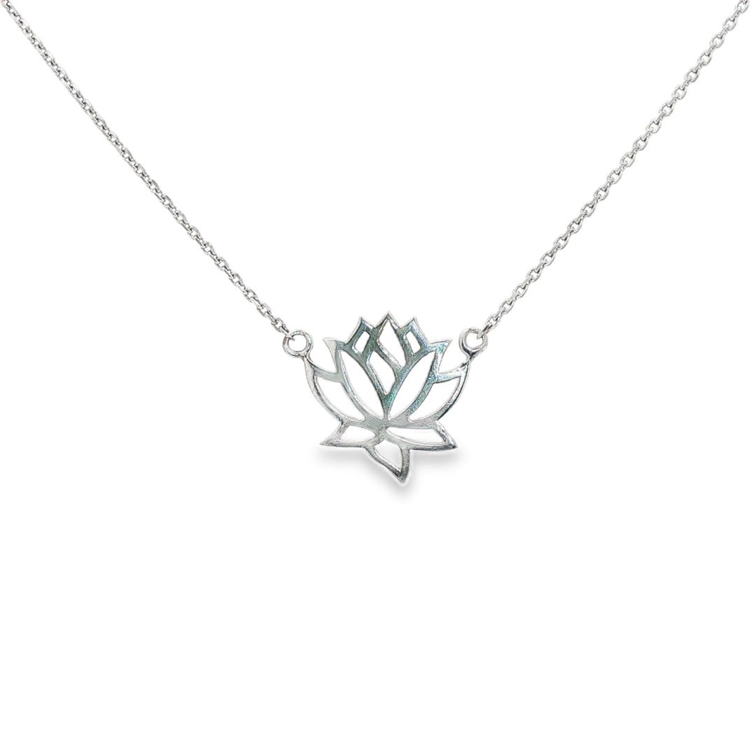 White Gold Lotus Pendant Necklace
