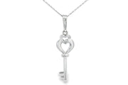 Elegant White Gold Key Charm Necklace
