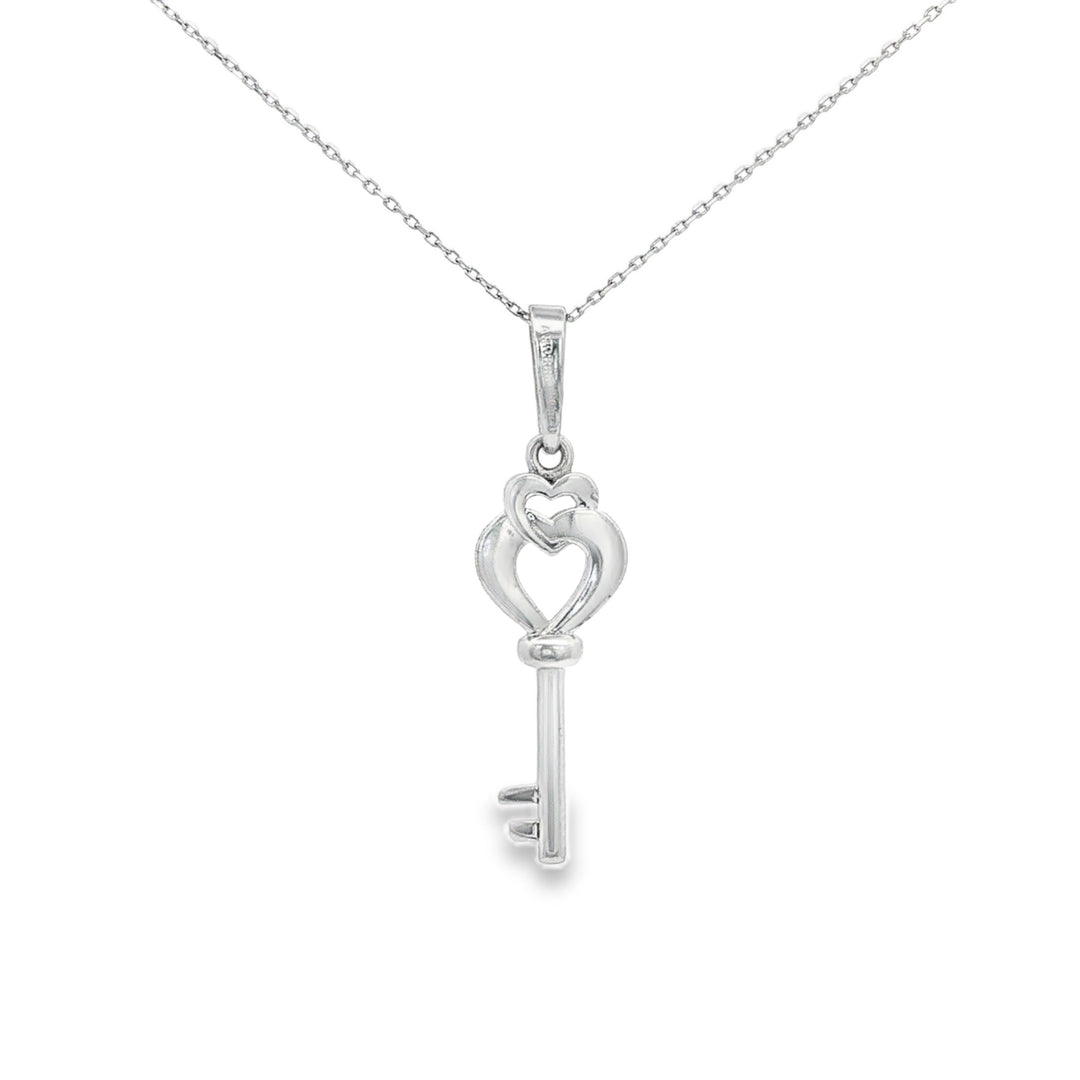 Elegant White Gold Key Charm Necklace