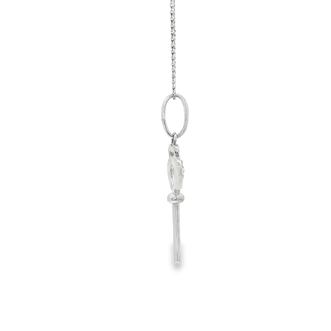 Elegant White Gold Key Charm Necklace