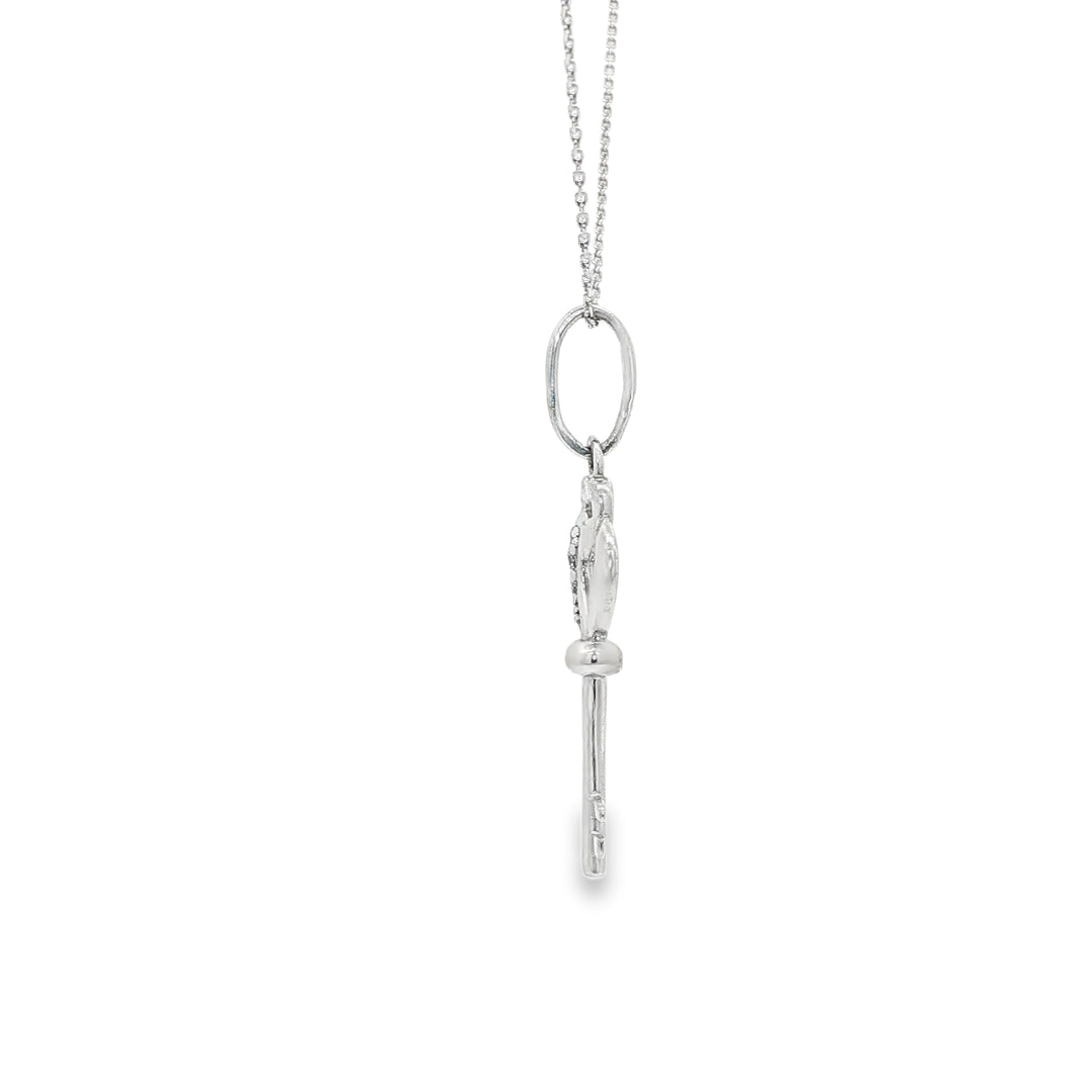 Elegant White Gold Key Charm Necklace