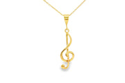 Yellow Gold Treble Clef Charm Necklace