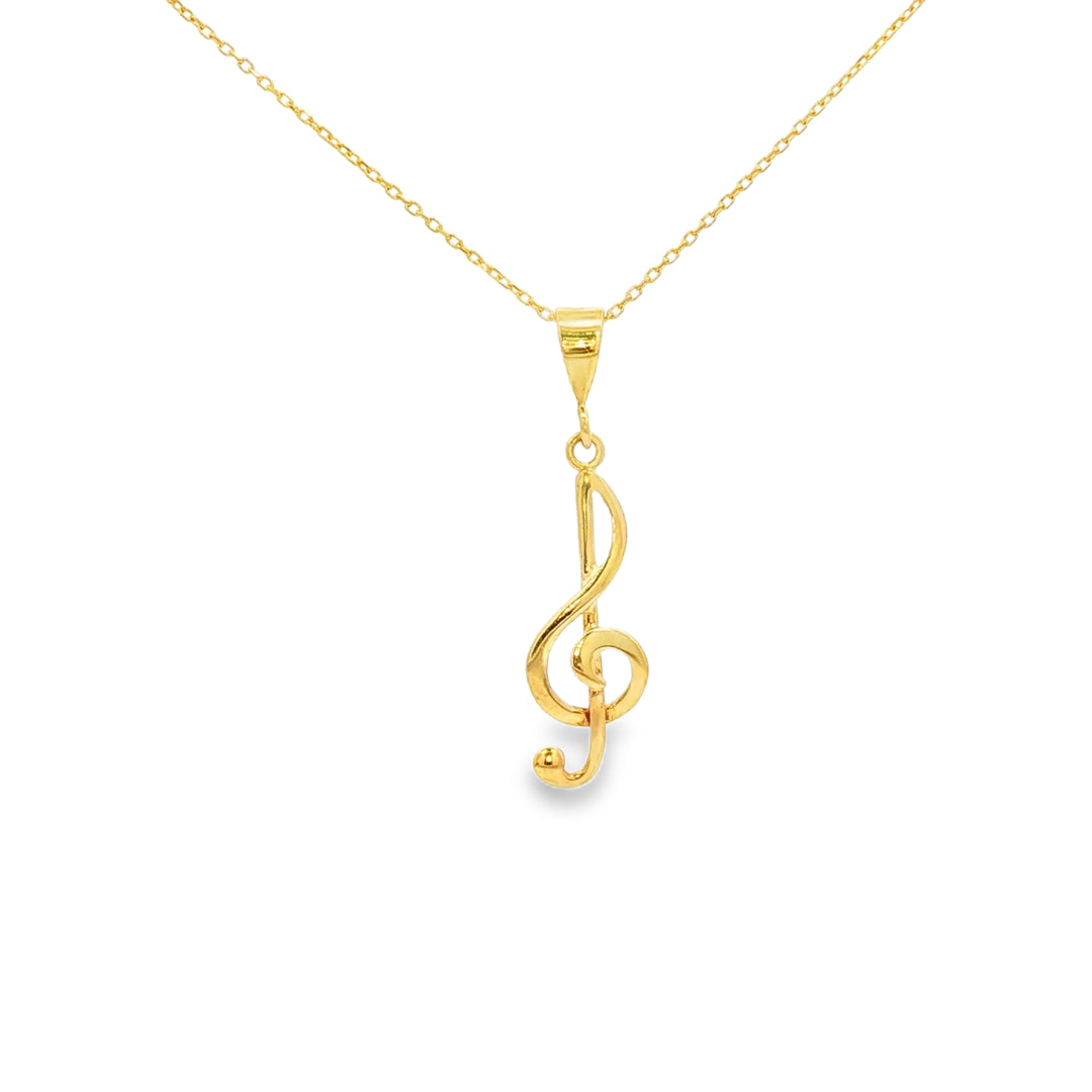 Yellow Gold Treble Clef Charm Necklace