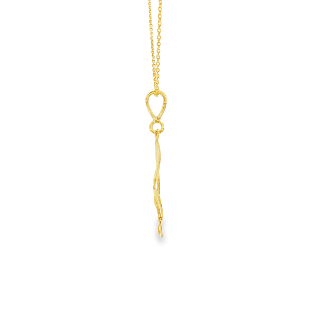 Yellow Gold Treble Clef Charm Necklace