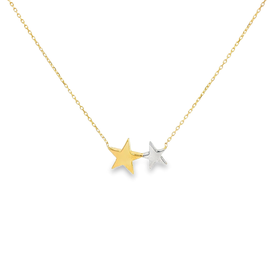Two-Tone Star Pendant Chain in Yellow and White Gold