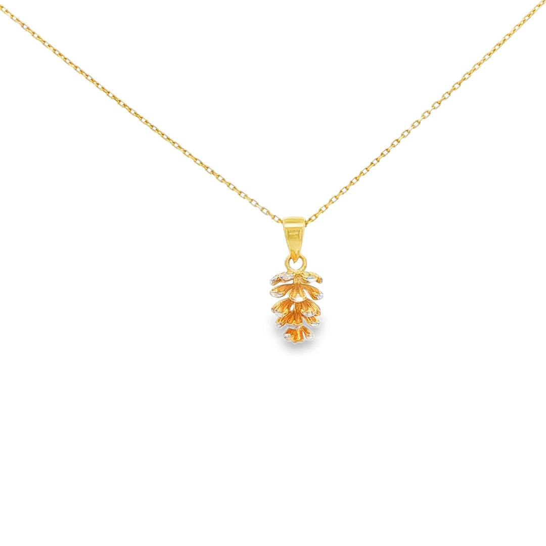 Elegant Yellow Gold Pinecone Charm Necklace