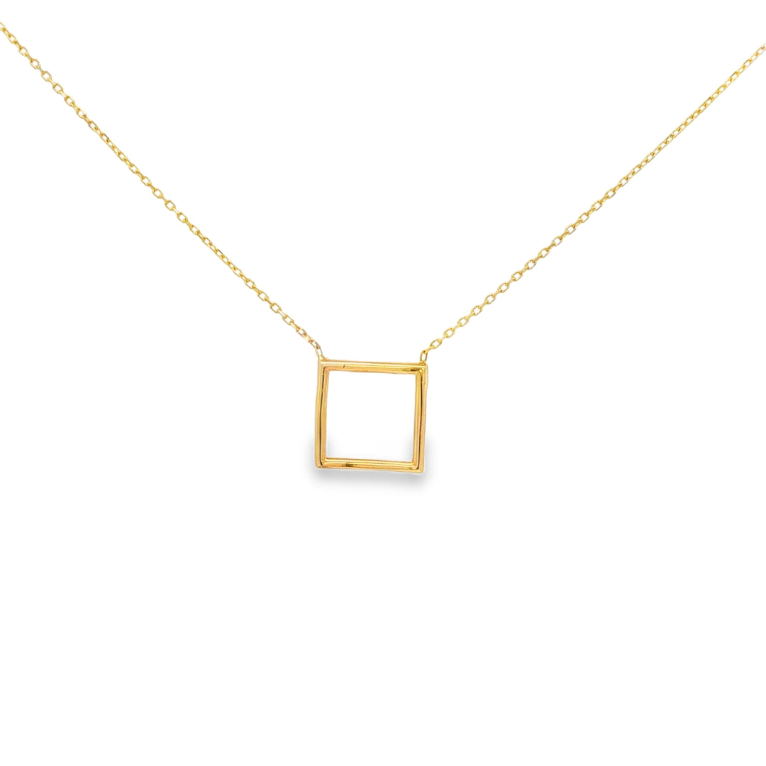 Minimalist Yellow Gold Square Pendant Chain Necklace