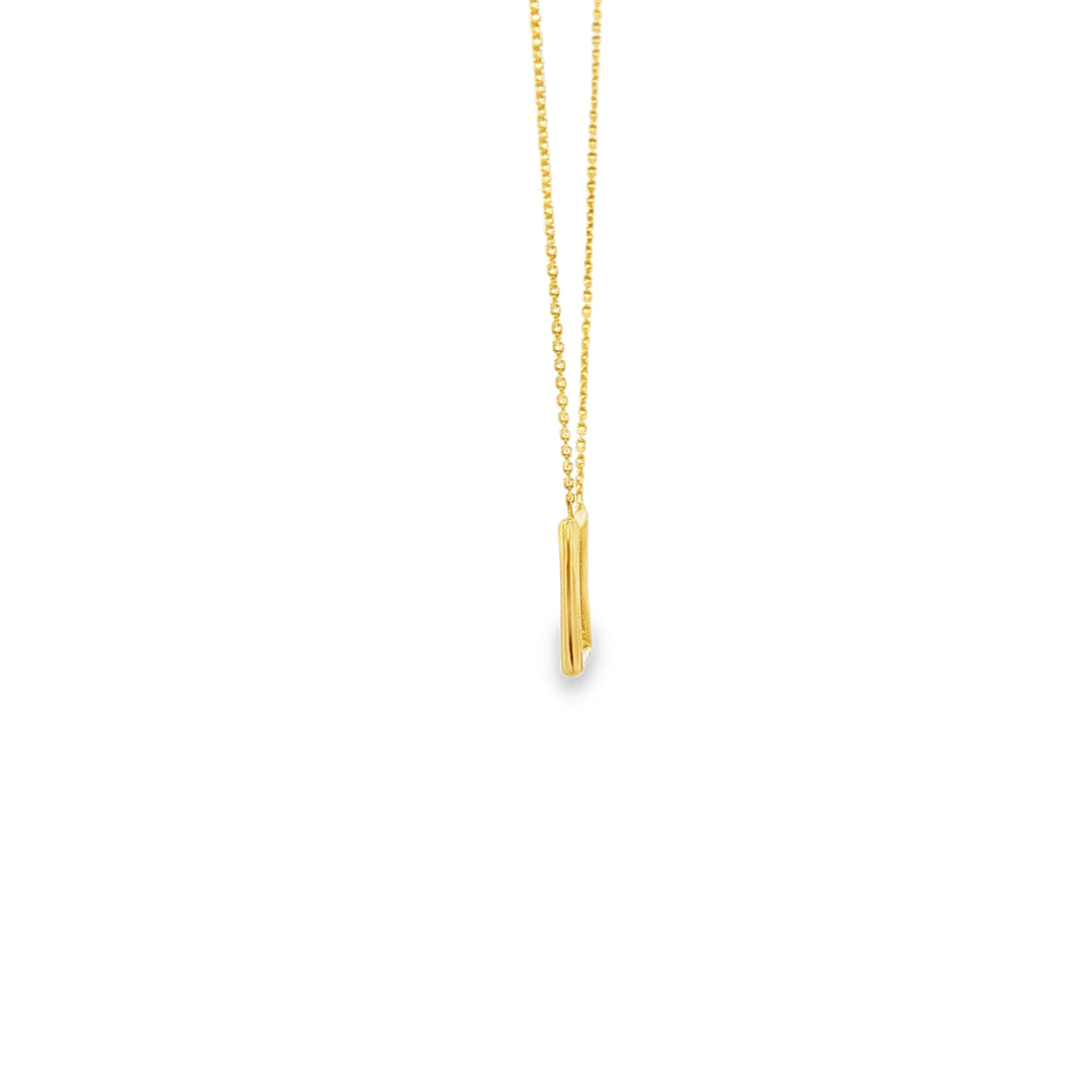 Minimalist Yellow Gold Square Pendant Chain Necklace