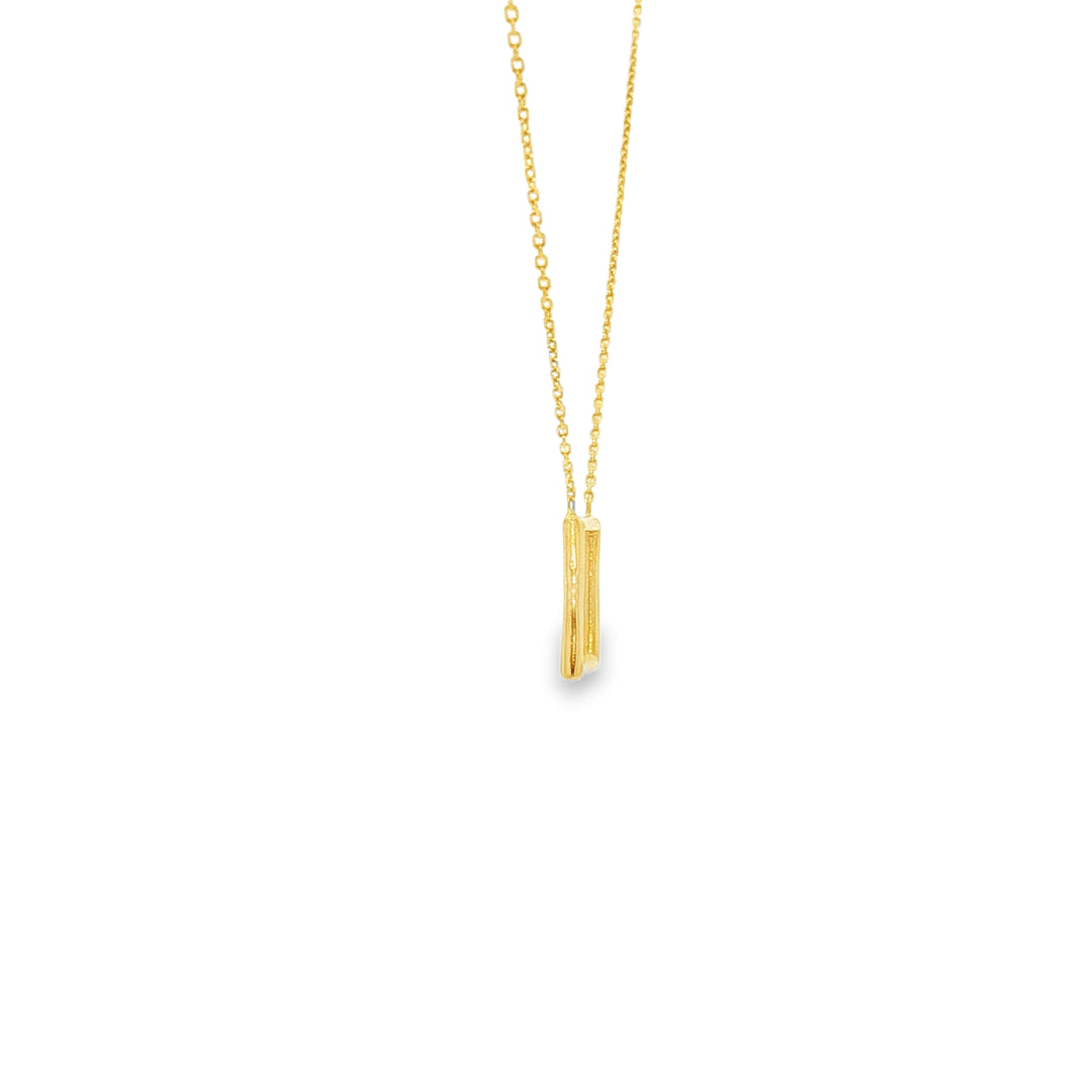 Minimalist Yellow Gold Square Pendant Chain Necklace