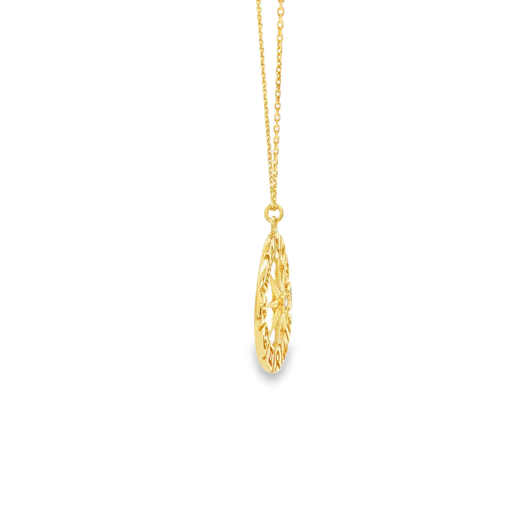 Yellow Gold Zodiac Charm Necklace with Round Cut CZ