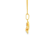 Yellow Gold Dolphin Charm Necklace with Round Brilliant CZ