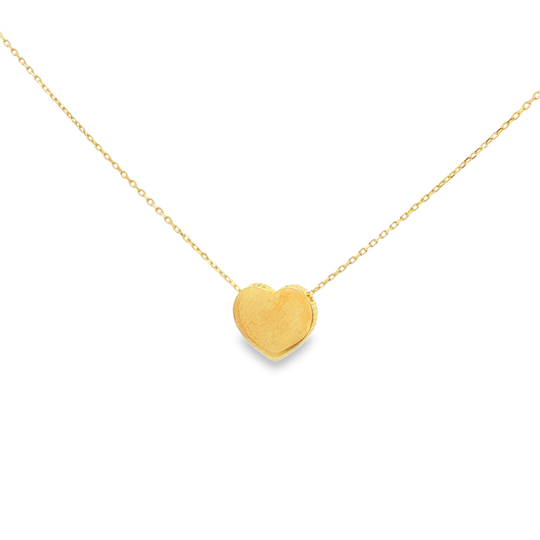 Delicate Yellow Gold Heart Pendant Chain Necklace