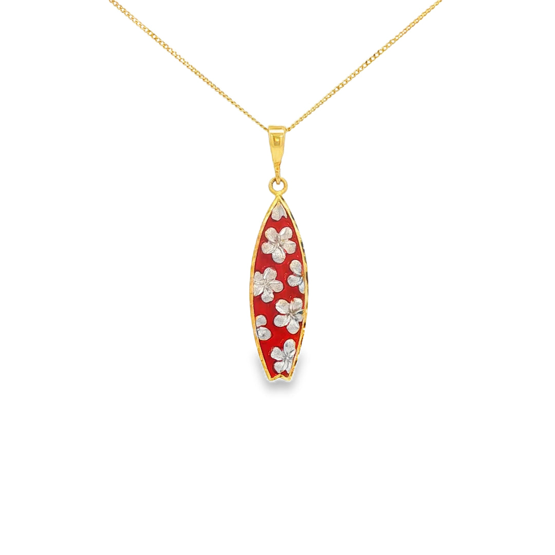 Floral Motif Yellow Gold Charm Necklace