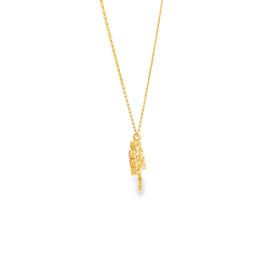 Yellow Gold Tree of Life Multi-Stone Charm Necklace