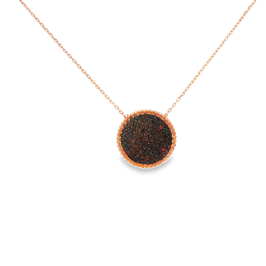 Rose Gold Charm Necklace with Circular Pendant