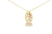 Rose Gold Fish Charm Necklace - Delicate Openwork Pendant