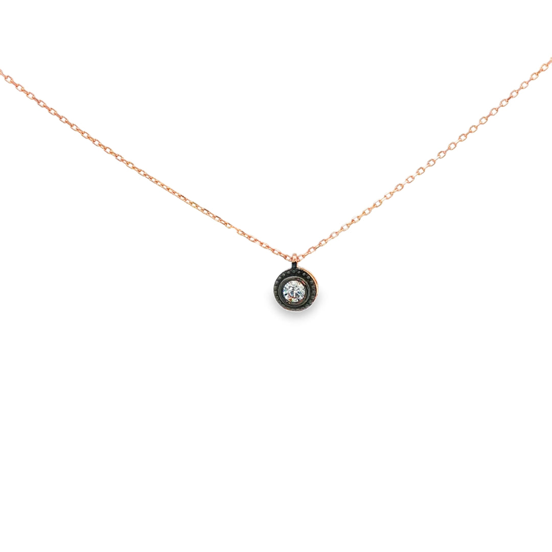 Rose Gold Chain Necklace with Round Cut CZ Pendant