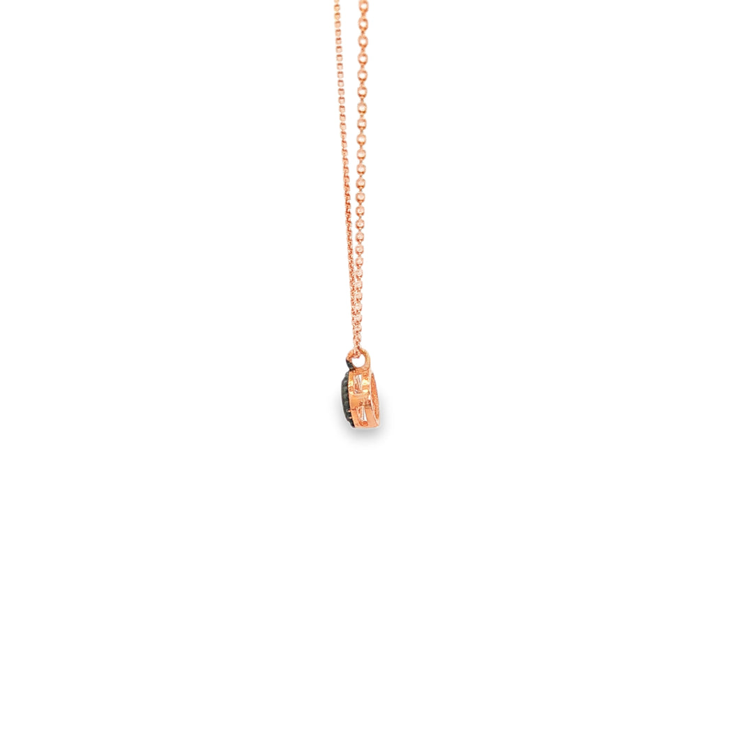 Rose Gold Chain Necklace with Round Cut CZ Pendant