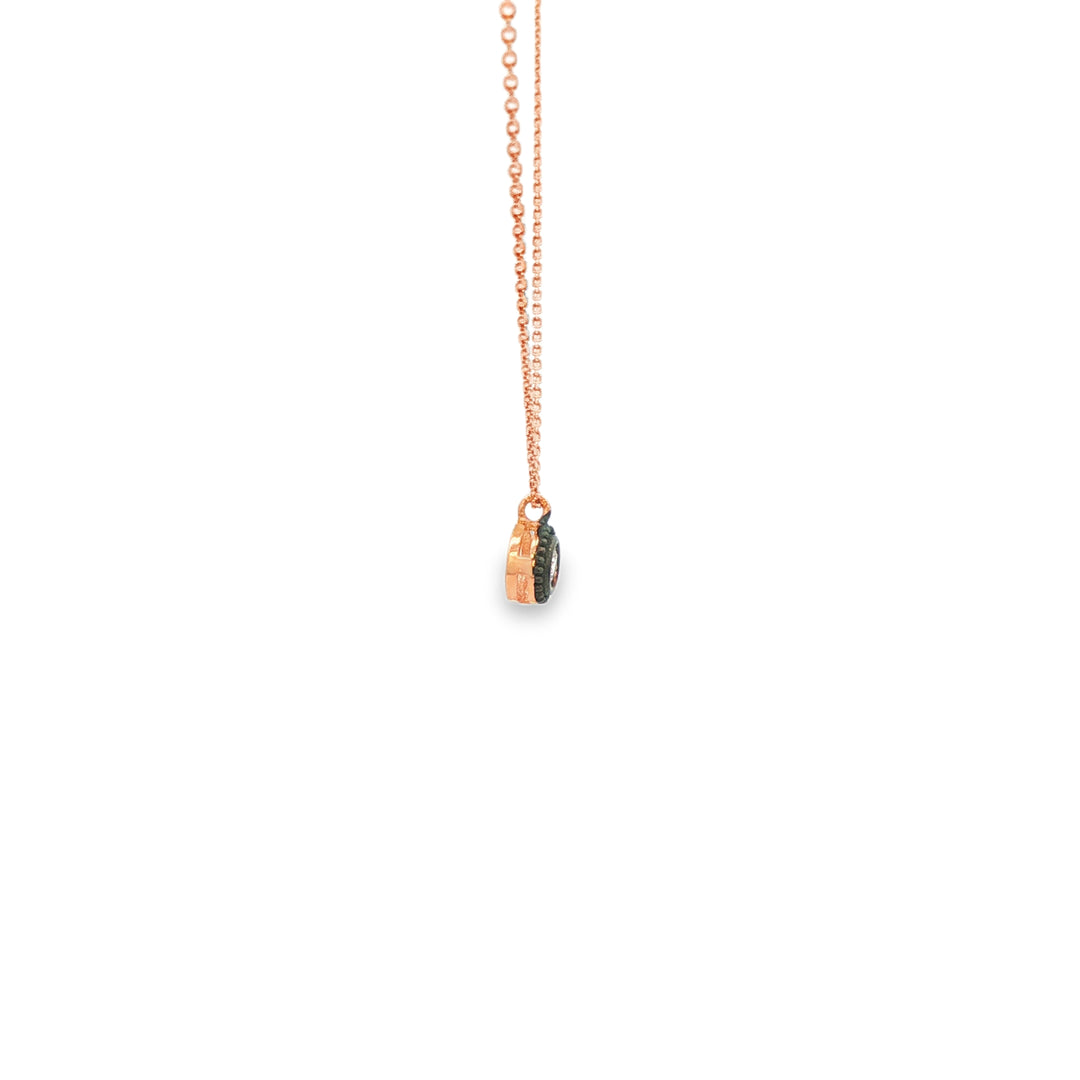 Rose Gold Chain Necklace with Round Cut CZ Pendant