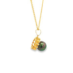Load image into Gallery viewer, Yellow Gold Necklace with Round Dark Green Pearl Pendant