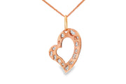 Rose Gold Heart Charm Necklace with Diamond Cut Accents
